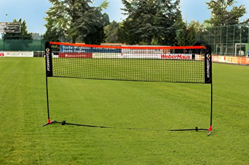 Badminton-Netz, Volleyball-Netz, 3 m, Option 4 Schläger, 2 Lenkräder und Transporttasche, wetterfest, höhenverstellbar, ideal für Garten (Badminton-Set)