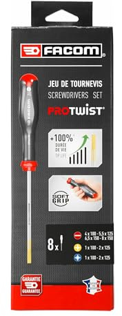 FACOM Protwist Screwdriver Set of 8 - at.J8PB, Silver, 8 Pieces