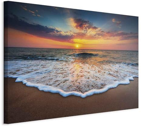 B&D XXL - Akustikbild Meer Bilder Akustikschaum Hochleistungsschallabsorber Schallschutz Leinwand 1 tlg Wandbild Raumakustik Schalldämmung Strand Landschaft Sonnenuntergang Natur