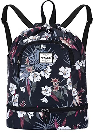 HAWEE Impermeable Casual Mochila con Cordón Grande Deporte Bolso de Gimnasia Mochila de Cuerda Unisex para Mujer Hombre Vida Cotidiana Aire Libre Yoga Escuela Nadar Playa
