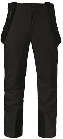 Schöffel Herren Pants Style Pine MNS, wasserdichte Skihose mit abnehmbaren Hosenträgern, Thermohose mit 2-Wege-Stretch und verstärktem Bein, Black, 48