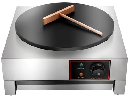 16 Inch Commercial Electric Crepe Maker Pancake Maker, 1700W 430 Stainless Steel Non-stick Pan Adjustable 50-300℃ Mini Pancake Makers, for Kitchen, Snack Stall, Dessert Shop