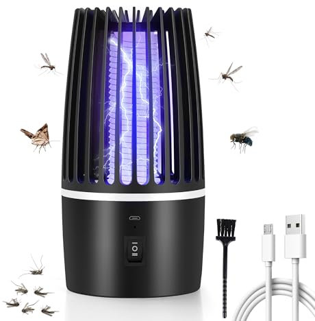 DJROLL Lampe Anti Moustique Intérieur, Tue Mouche Electrique Rechargeable USB avec Éclairage LED, Lampe Moustique Élimination 360° pour Extérieur, Camping & Jardin