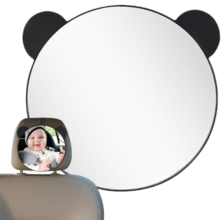 Espejo Para Bebé En El Coche | Espejo Retrovisor Para Bebés En Asiento Trasero,Accesorios De Vehículo Ajustables Con Visión Amplia Y Orejas De Oso Para Seguridad Infantil