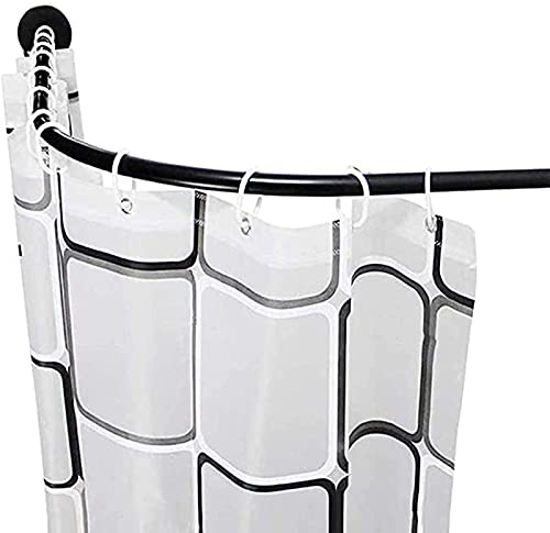 L-Shaped Curved Shower Curtain Rod Adjustable Stainless Steel No-Drill Bathroom Rail Space-Saving Bathtub Pole for Corner Baths Anti-Sag Design