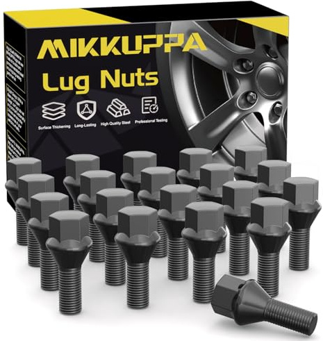 20 stycken MIKKUPPA hjulskruvar hjulbultar M12 x 1,5 – skaftlängd: 24 mm | Konisk krage 60°, svart