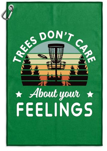 Msticey Tree Don't Care About Your Feelings Printed Microfiber Disc Golf Towel, Disc Golf Gifts for DiscGolf Lover Dad, Disc-Golfer Father's Day Birthday, DiscGolf Accessories for Men (Green)