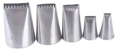 UTHCLO Set da 5 Beccucci per Dolci in Acciaio Inox Intrecciato, Ugelli per Crema e Panna, Utensili da Forno per Decorare Torte, Cupcake e Biscotti, Strumento per Pasticceria