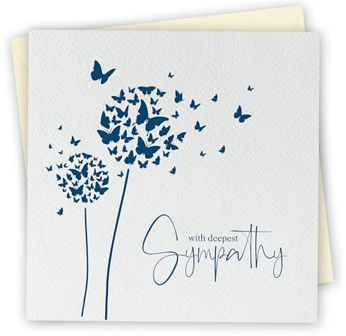 Sympathy Card. Dandelion Design. Card with Envelope. 150x150mm supplied with Envelope. Eco-friendly. Made in Britain.