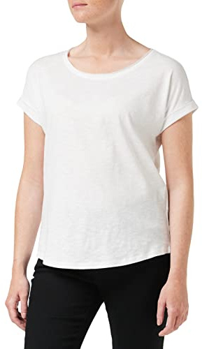 Build Your Brand Femme Ladies Long Slub Tee T-Shirt, White, L