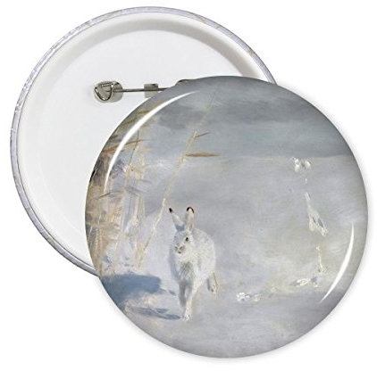 DIYthinker Petit Run Rabbit En peinture à l'huile d'hiver Ronde Pins Badge Bouton Vêtements Décoration cadeau 5pcs L blanc