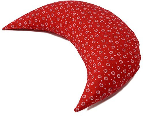 Kräuterkissen Mond ca. 50cm | Herzen-rot | 8-Kräuter Duftkissen | mit zusätzlichem Bio-Inlett
