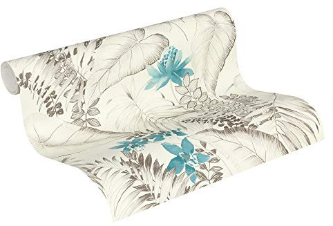 A.S. Création papier peint intissé Exotic Life papier peint fleuri 10,05 m x 0,53 m bleu gris noir 372792 37279-2