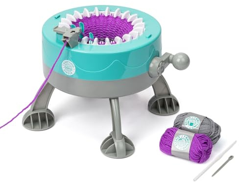 Knitting Circle Station for Kids | Kit de Manualidades para niños para Principiantes, máquina de Tejer pequeña, Guantes de Punto, Sombreros y Bufandas con Hilos de Dos Colores