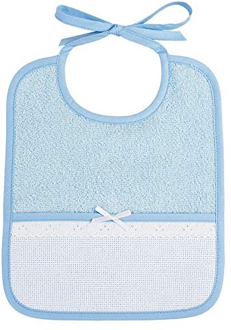 Filet - Bavoir à Broder avec Poche Coloris Bleu, Taille 6 Mois 1 An