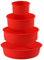 Bäcker & Lecker 4 Stück Silikon Backform Kuchenform Rund Set 10 cm 15cm 20cm 25cm Antihaft Rot für Brot Käse Torte