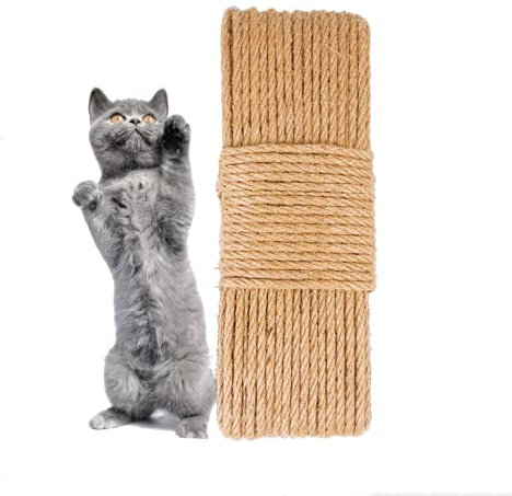 SUMPIGGER Corde en sisal naturel pour arbre à chat 4/6/8 mm Corde de chanvre torsadée en sisal pour réparation d'arbre à chat ou projets de bricolage