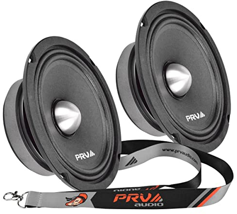 PRV AUDIO 2X 6MR250B-4 Slim Midrange 6.5 Shallow Bullet Speakers 250 Watts 4 Ohm, Slim Mount Car Audio Bullet Loudspeaker Compact for Doors with 1 Exclusive Lanyard (2 Speakers)