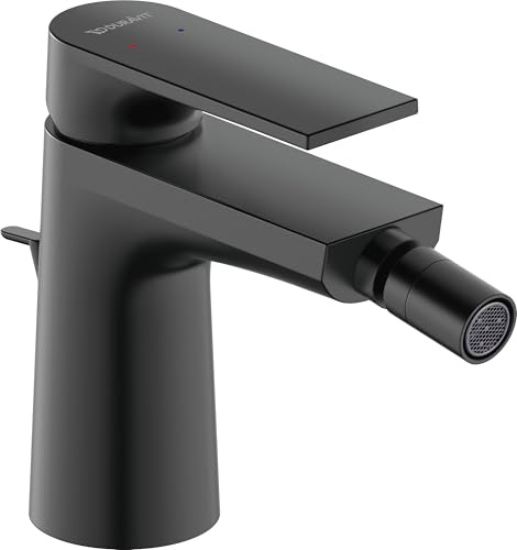 Duravit Tulum Einhebel-Bidetarmatur (Auslauf Höhe 83 mm), Bidetmischer mit Zugstangen-Ablaufgarnitur, Schwarz Matt
