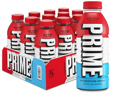 Prime Hydration Drink “Ice Pop” Flavor ( 12 Pack ) with Sock My World Sticker