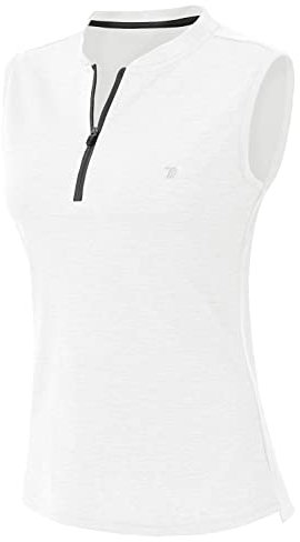 YSENTO Damen Golf Shirt Poloshirt Ärmelloses Tennis Shirt Leicht Quick Dry Sport Polohemd Tank Tops(Weiß,M)