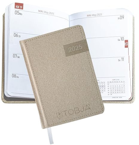 TOBJA Taschenkalender 2026 A6 Denim - 1 Woche 2 Seiten, Robustes Hardcover, Taschenkalender 2026 klein, Ferien & Feiertage, Lesebändchen, Kalendervorschau 2027, Kalender 2026 a6 [Denim]