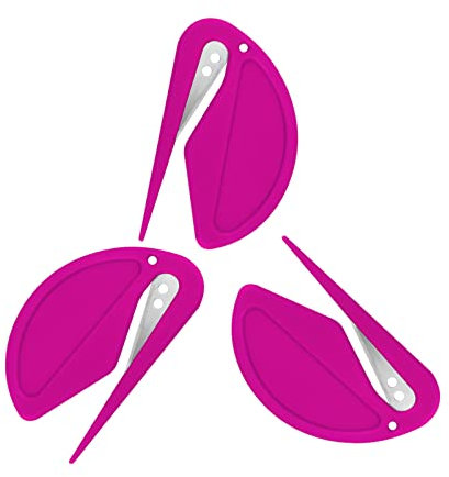 3 Stück Brieföffner, Kuvertöffner Kunststoff Slitter Effizient Mail Öffner Tool mit Scharfen Kanten Kuvert Slitter zum Verpacken Post und Papier Schneiden (Rosenrot)