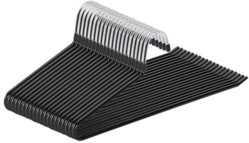 ABHENG Hosenbügel aus Metall, 20er-Pack, Kleiderbügel für Hosen mit offenen Enden, platzsparend, rutschfest, einfaches Aufhängen, 38B x 13H cm, Schwarz,AIY0520B