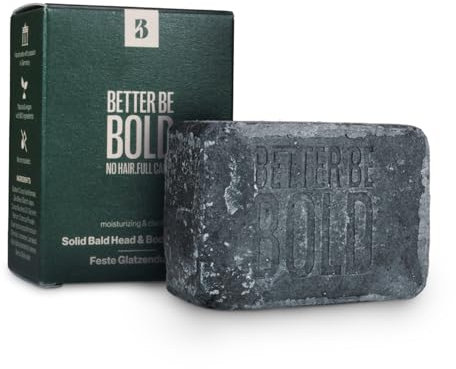 BETTER BE BOLD Festes Duschgel 110 g – Mit Bio-Kokosöl & Aktivkohle – pH-neutrale Reinigung für Kopf, Körper & Bart – Vegan & plastikfrei – Bold aquatic fresh Duft – Handgemacht in Deutschland