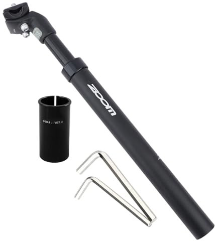 Yongness Tija de sillín de Aluminio con suspensión de Muelle, Longitud 350 mm, diámetro 31,6 mm Tija de sillín de Bicicleta con suspensión.para e-Bikes, Bicicletas de MTB,Bicicletas de Ciudad (Negro)