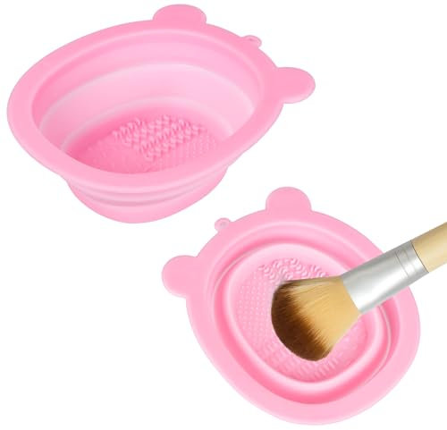 Acooruiteng Silikon Make-up Pinsel Reinigungsmatte - Faltbar, Tragbar, Schrubber-Pad - Rosa