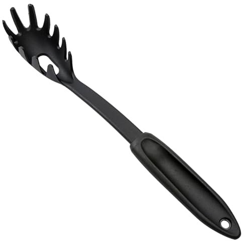 Serveur à pâtes, fourchette à Spaghetti, cuillère, ustensile en Nylon, outils de cuisine, idéal pour servir une variété d'aliments (noir) Chargeurs De Table Lot De 6 (Black, One Size)