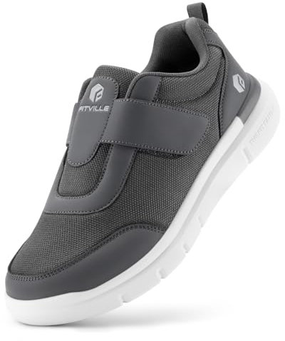 FitVille Walkingschuhe Herren Extra Breit Senioren Schuhe mit Klettverschluss Turnschuhe Sneaker Grau größe 43 X-Weit