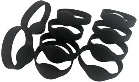 JWFKWNH 10 pulseras MI Classic 1k impermeables, 13,56 MHz NFC, pulsera Iso14443a con control de acceso inteligente IC (negro)