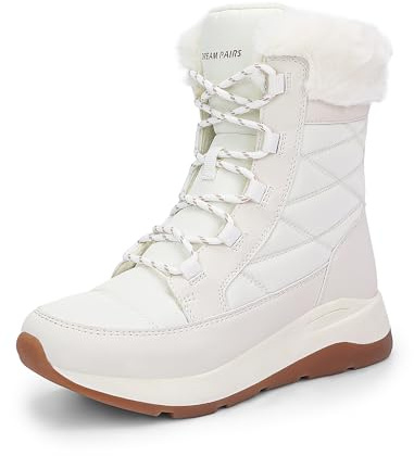 DREAM PAIRS Women's Winter Snow Boots Waterproof Lightweight Warm Faux Fur Lined Insulated Outdoor Ladies Mid-Calf Booties,Size 9,Beige,SDSB2423W