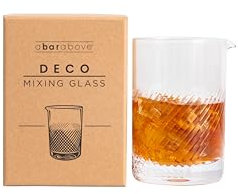 A Bar Above Cocktail Mixing Glass, Diamond Deco Enhanced Annealed Lead-Free Crystal Stirring Pitcher, Thick Weighted Base for Stable Stirring, 18 Oz Drink Mixer for Craft Cocktails at Home or Bars