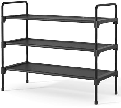 Kitsure Shoe Rack for Closet, Sturdy Shoe Storage for Entryway, Space-Saving Shoe Rack Small and Shoe Shelf, 27.6 Wide, Black