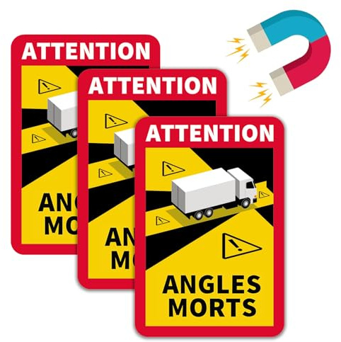 Ksvaye 3 st Dead Vinkel Magnetdekaler Frankrike Angles Morts 25 x 17 cm Magnet Husvagn Varningsskylt Frankrike Långtradare Buss