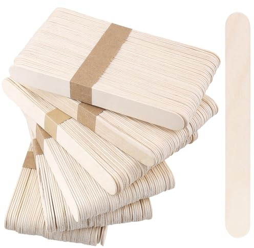 JAPCHET 300 PCS 6 Inch Wooden Lolly Sticks, 150 x 17mm Jumbo Lollipop Sticks, Ice Cream Sticks for Crafts, Arts