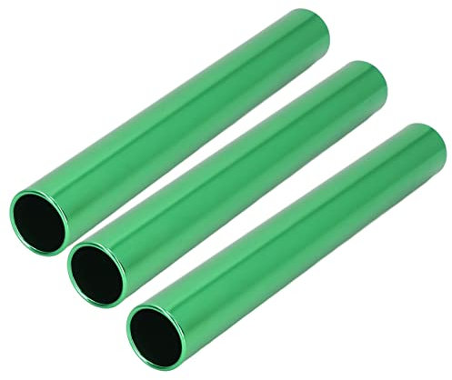 Zisemeil 3 x Wettkampf-Relais-Taktstock, helle Farbe, hohlgeschnitzte Aluminiumlegierung, Relais-Schlagstockschiene für Trainingswettbewerbe (grün)