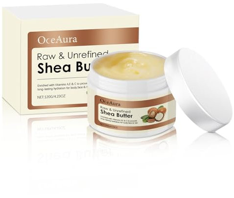 Sheabutter Bio Unraffiniert Kaltgepresst, 100% Shea Butter Bio, Shea Butter Creme Rein und Natürlich, Natural glatte Shea-Nuss-Körperbutter,Sheabutter Suitable for All Skin and Hair Types (120ml)