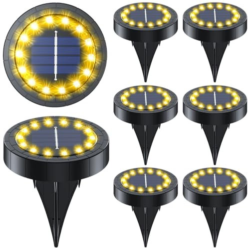 GIACOMO 14 LED Luz Solar Jardin, Lampara Exterior IP65 Impermeable Blanco Cálido para Patio,Caminos,Terraza,Suelo,Calzada,Piscina,Césped,Carril,Camping