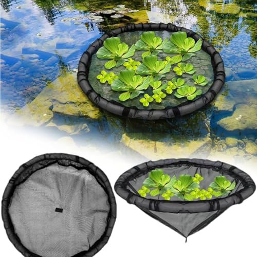 Floating Flora Fish Barrier,Floating Island Planter for Ponds,Plant Protector Fine Mesh Floating Pond Corral with Lifting Ring,NEW Black Round Floating Plant Ring,Water Features Pond Decoration