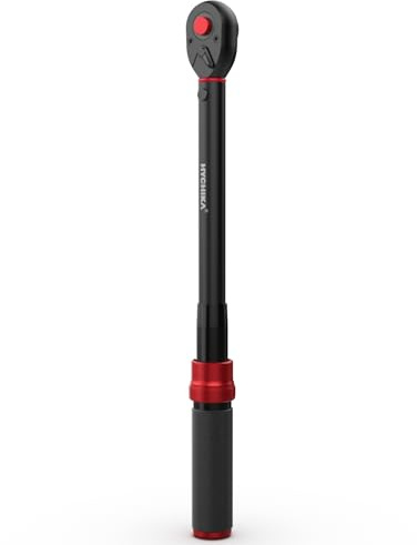 HYCHIKA 1/2 Drive Click Torque Wrench 40-220 Nm, ±2% Accuracy, Dual-Direction 72-Tooth, with 3/8 Adapter, 125mm Extension Bar & 17,19,21mm Sockets for Car, Motorcycle, Wheel Maintenance.