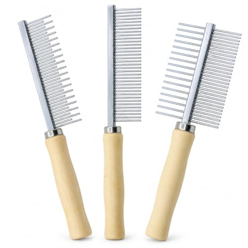 3 Pcs Dog Combs for Grooming, Metal Dog Comb for Removing Tangles and Knots | Dog Grooming Combs Metal, Dog Comb Professional Grooming Tool for Long Haired Dog, Cat and other pets