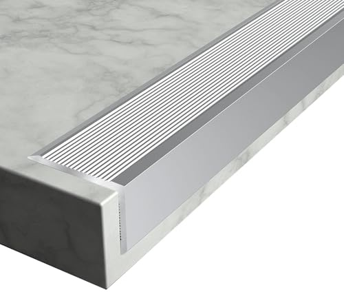 Profilo Angolare e Bordo per Scale, 60 x 40 x 1000 mm Profilo per Gradini in Alluminio, per Porte da Esterno e Interno, in legno, Metallo, Piastrelle