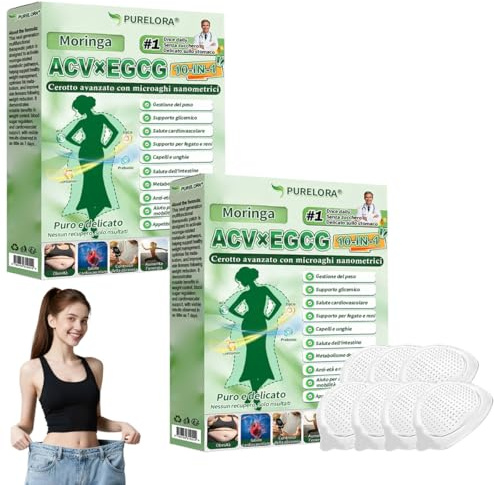 Purelora ACV x EGCG Patch Avanzato Nano Microneedle 10-in-1, Purelora Moringa Cerotti, per Addome, Braccia e Gambe (2 Scatole)