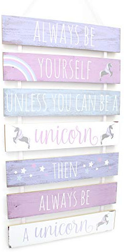 Carousel Home and Gifts 7 Tier Hanging Wooden Unicorn Plaque Sign ~ Always Be Yourself, Unless You Can Be A Unicorn, Then Always Be A Unicorn - Unicorn Hanging Wall Plaque