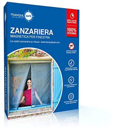 TRANQUILISAFE Moustiquaire Fenêtre Magnétique - Moustiquaire Fenêtre Aimantée - Protection Anti Moustique & Filet Anti Insecte – Kit Moustiquaire Fenêtre (L 100/116 cm - H 115/123 cm)