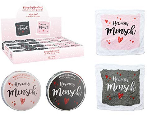 Cepewa Magisches Handtuch Herzensmensch 2er Set Valentinstag Liebe Herz Waschlappen 30cm
